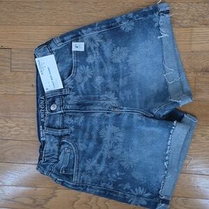 ARIZONA JEAN CO BRAND WOMEN'S JUNIOR BLUE JEAN DISTRESSED CUTOFF SHORTS SIZE 0